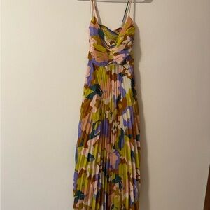 Astr Multicolor Pleated Maxi Dress